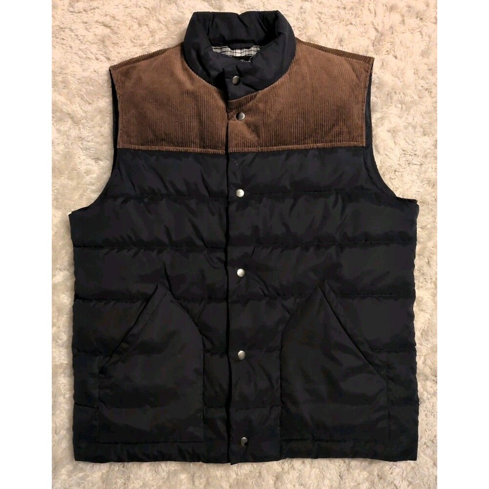 Treasure & Bond Quilted Corduroy Puffer Waterproof Field Vest Large Navy Brown